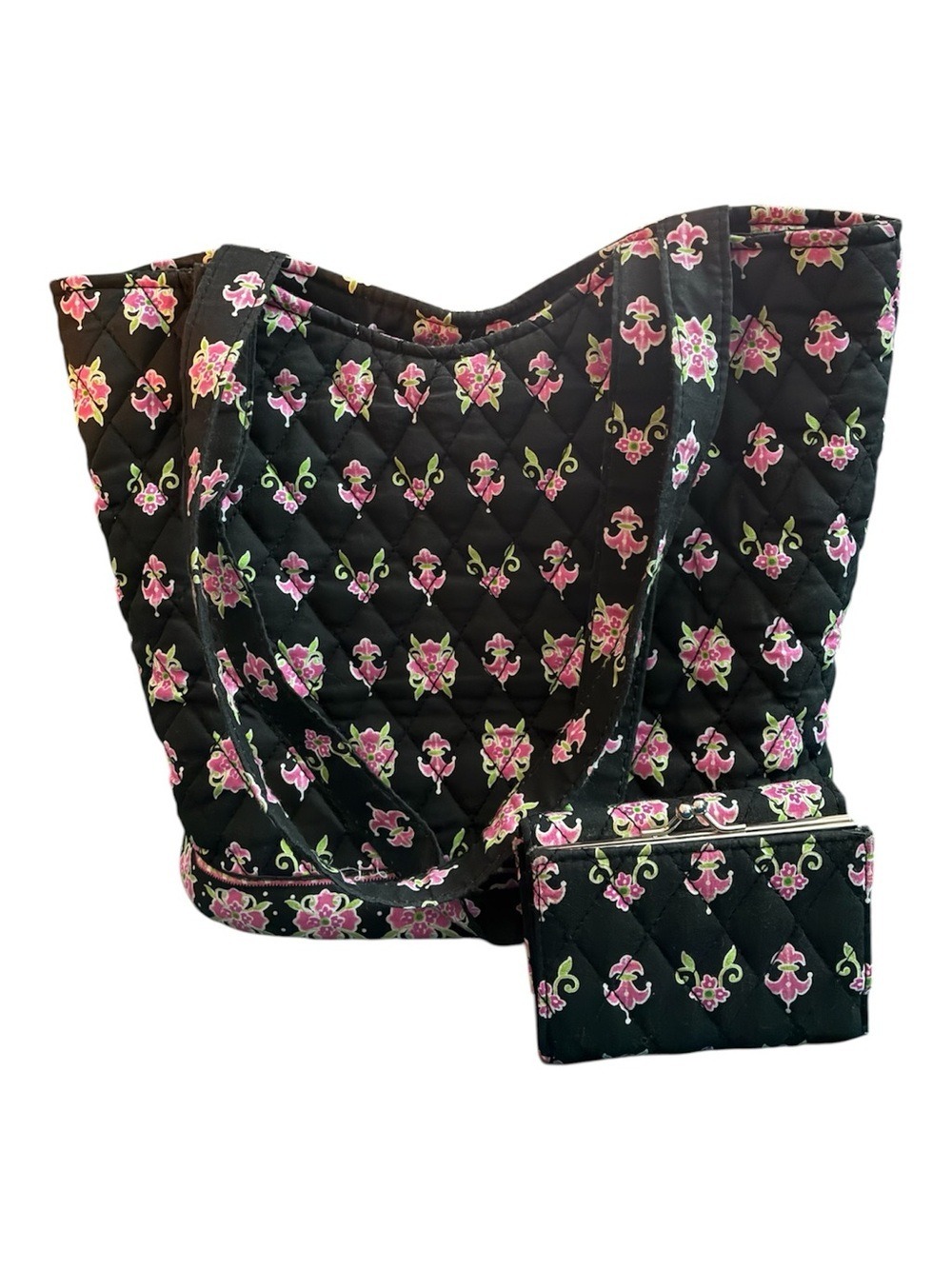 ​Vera Bradley Large Hope Tote Shoulder Bag & Matching Wallet Set Floral Print